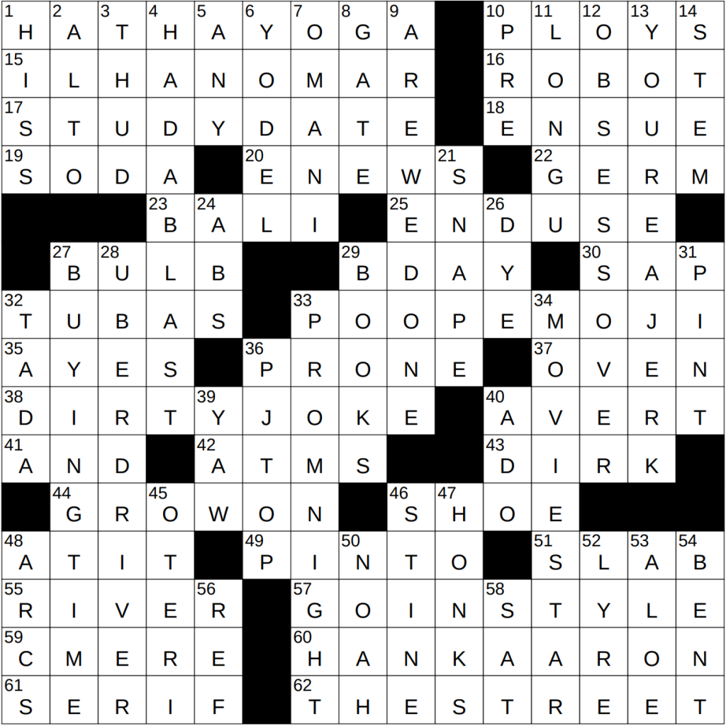 - NY Times Crossword  Oct , Friday - NYXCrossword